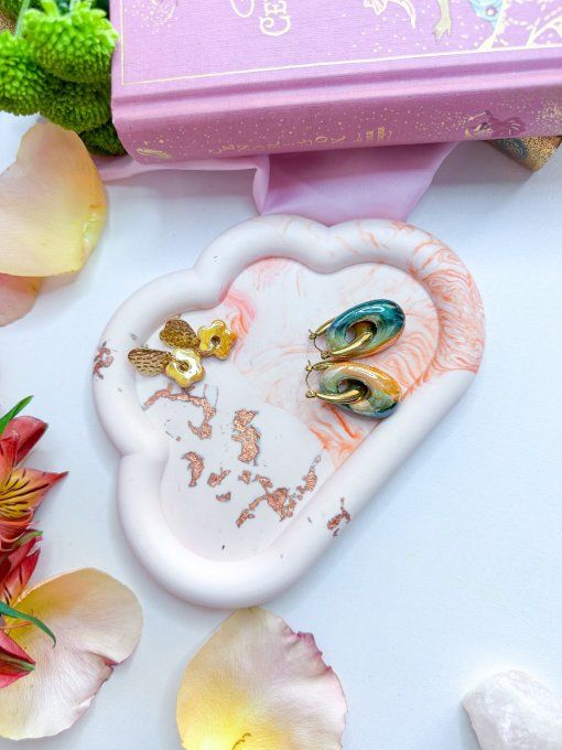 Nuage - marbre orange & feuilles d’or