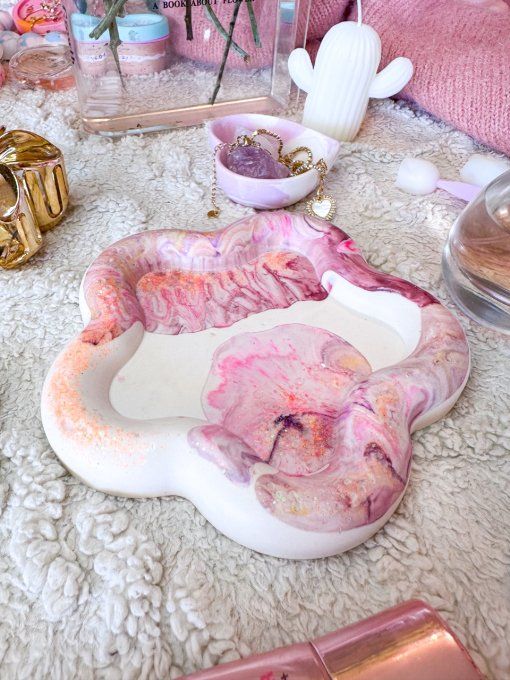 Flora - plateau fleur nuance rose et paillettes 